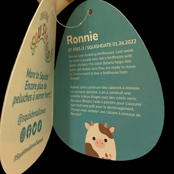 Squishmallow RONNIE the COW 7” NWT - Picture 6 of 6